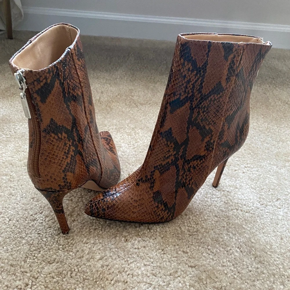 Schultz Brown Snakeprint Ankle Booties